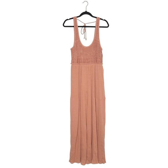NWT Free People Soleil Wide Leg Jumpsuit Women's Peach Size Medium - Picture 3 of 6